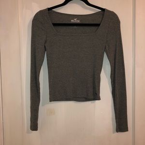 Gray Square Neck Long Sleeve